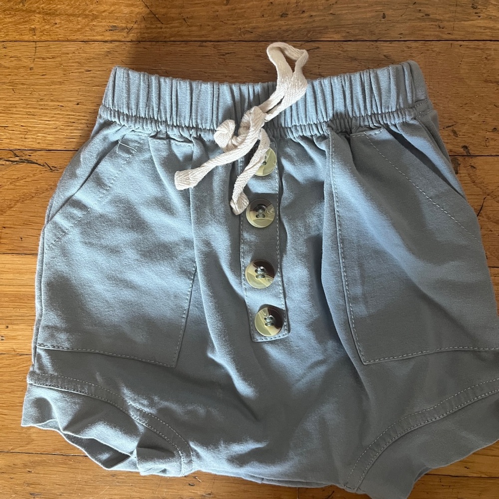 Light Blue Baby Buttoned Shorts with White Drawstring
